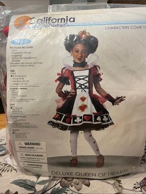 Halloween costume Queen of Hearts Kids Costume Red,Black /white Calif costume